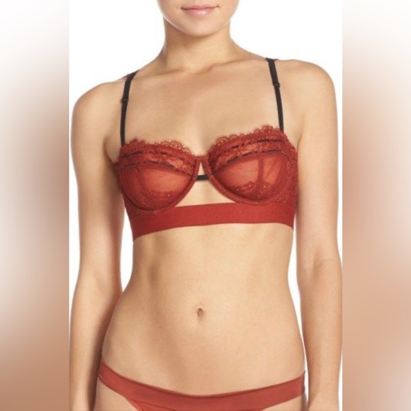 Free People Hour of Dawn Underwire Bralette in Cinnamon Red & Black - Picture 4 of 8